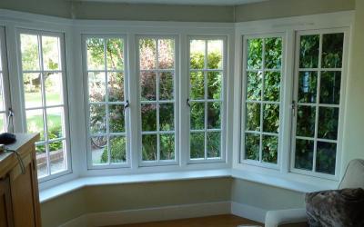 Flush hardwood bay with Georgian bars