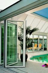 Bi-fold doors on swimming pool enclosure