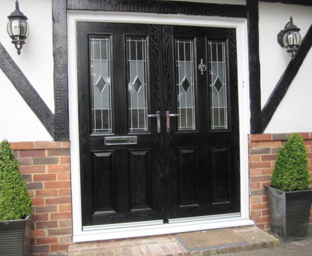 Black composite French entrance doors